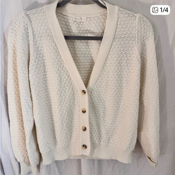 By the River Cream Cotton Cardigan | Vintage-Inspired Cottagecore Knit | Size S - Picture 2 of 5